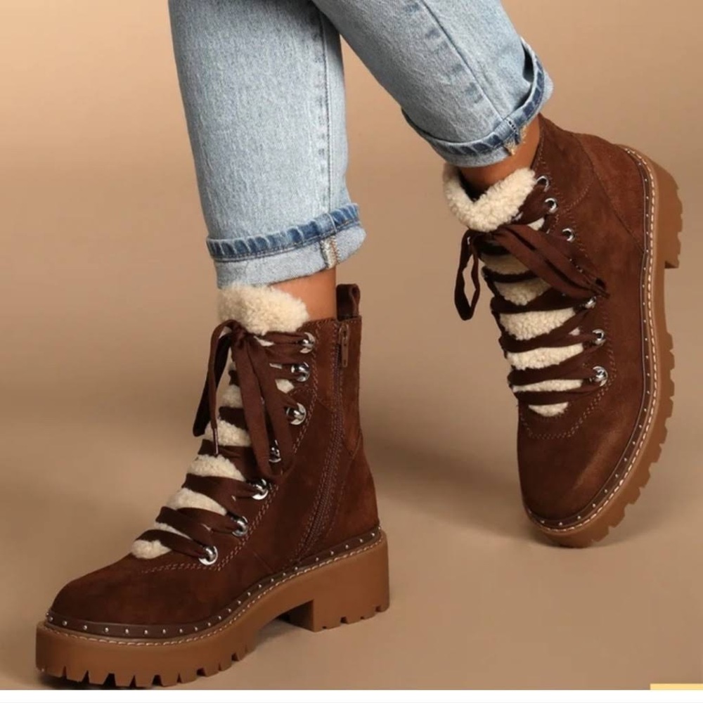 Steven Madden Fuzzy Combat Boots